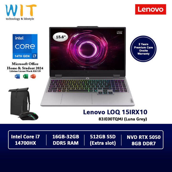 Lenovo LOQ 15IRX10 83JE00TQMJ /83JE00W3MJ (Intel Core i7-14700HX/16GB-32GB RAM/512GB SSD/15.6" FHD/RTX5050 8GB/Office/W11/2Y Warranty) | Lazada Malaysia