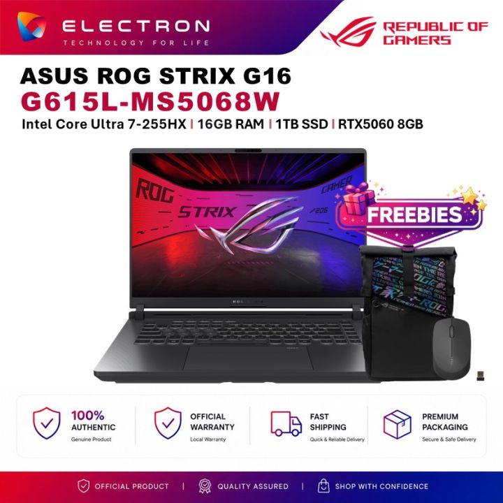 Asus ROG Strix G16 G615L-MS5068W 16 2.5K 240Hz Gaming Laptop (CU7-255HX 16GB 1TB RTX5060 8GB W11)