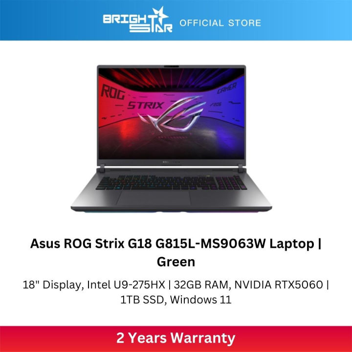 ASUS ROG Strix G18 G815L-MS9063W Gaming Laptop - 18"/U9-275HX/32GB/1TB SSD/RTX5060/Win11 | Lazada Malaysia