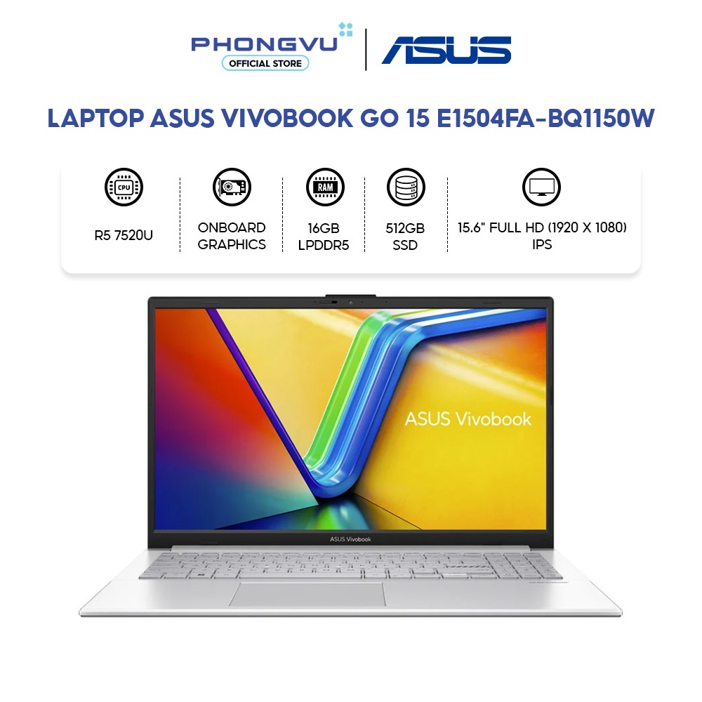 Laptop Asus Vivobook Go 15 E1504FA-BQ1150W - R5 7520U - RAM 16GB, 512GB SSD - Win 11 - Bảo hành 24th | Shopee Việt Nam