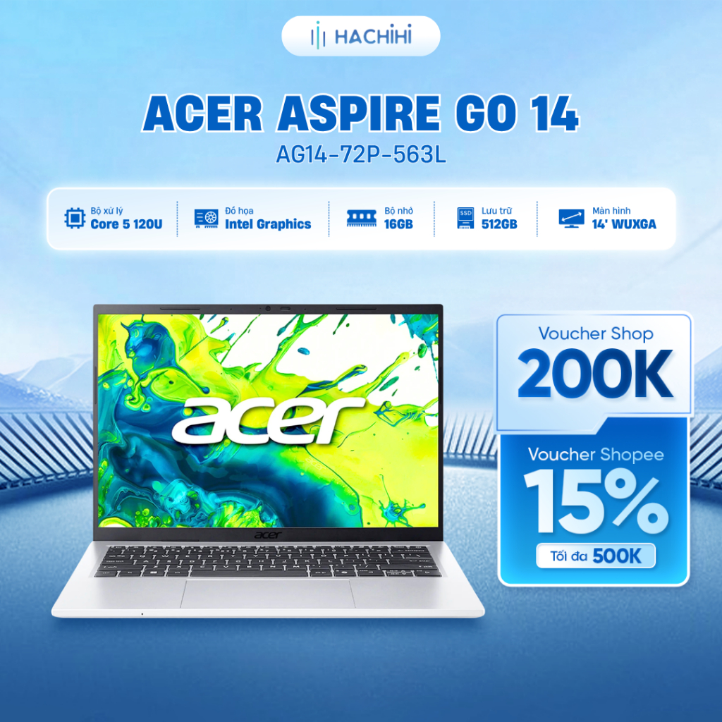 Laptop Acer Aspire Go 14 AG14-72P-563L (Core 5 120U | 16GB | 512GB | Intel Graphics | 14' FHD+ | Win 11 | Bạc) | Shopee Việt Nam