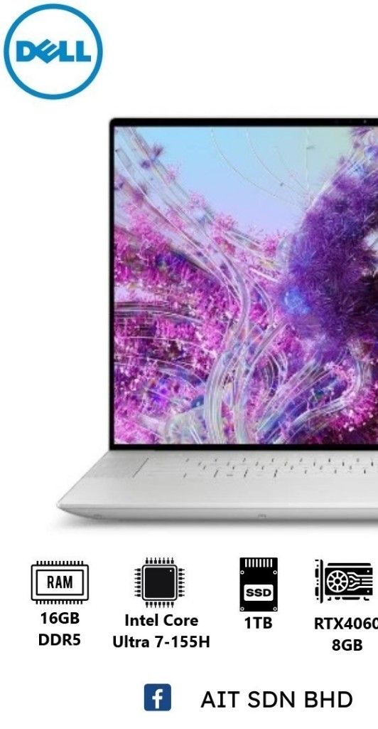 Dell XPS 9640 16.3"4K+ OLED Touch Laptop Platinum Intel Core Ultra 7-155H 16GB 1TB SSD RTX4060 8GB W11 | Shopee Malaysia
