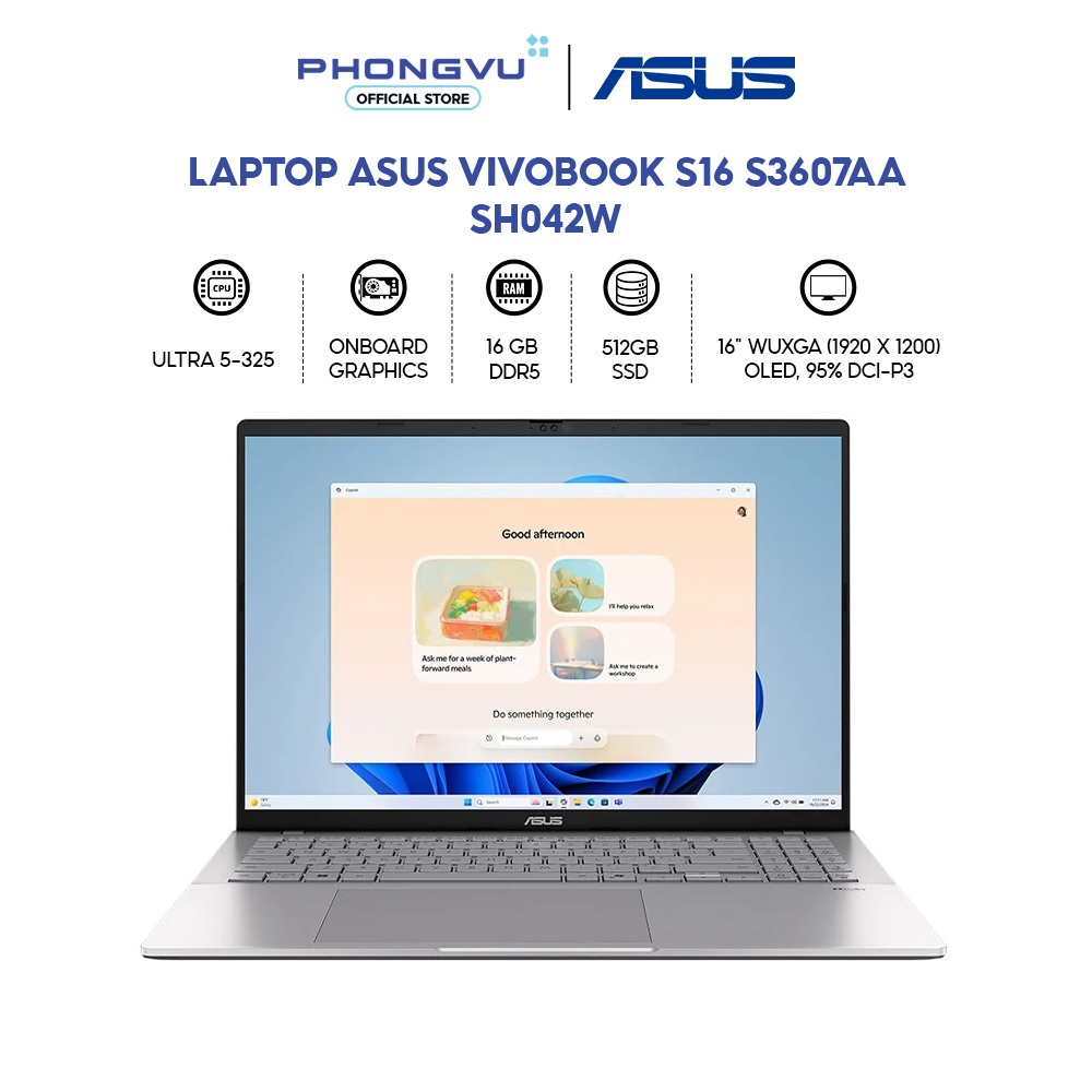 Laptop Asus Vivobook S16 S3607AA-SH042W (Ultra 5-325/ 16GB/ 512GB/ Windows 11 Home) -Bảo hành 24 tháng | Shopee Việt Nam
