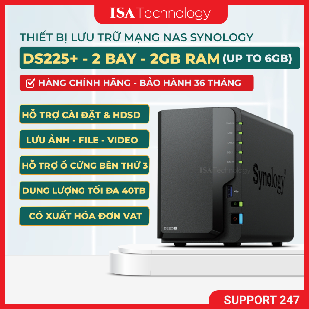 Nas Synology DS225+ thiết bị lưu trữ mạng 2 bay ổ cứng dành cho cá nhân và doanh nghiệp nhỏ năm 2025 | Shopee Việt Nam