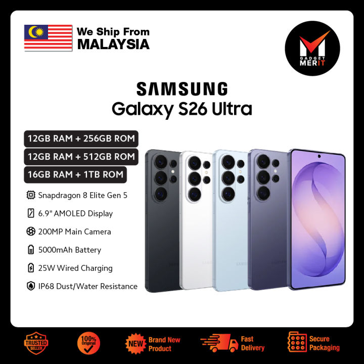 Samsung Galaxy S26 Ultra 5G Smartphone | Snapdragon 8 Elite Gen 5 | 6.9" AMOLED Display | 5000 mAh | Lazada Malaysia