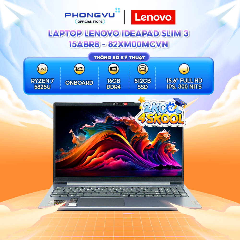 Laptop Lenovo IdeaPad Slim 3 15ABR8 - 82XM00MCVN (AMD Ryzen 7-5825U) - Bảo hành 24 tháng | Shopee Việt Nam