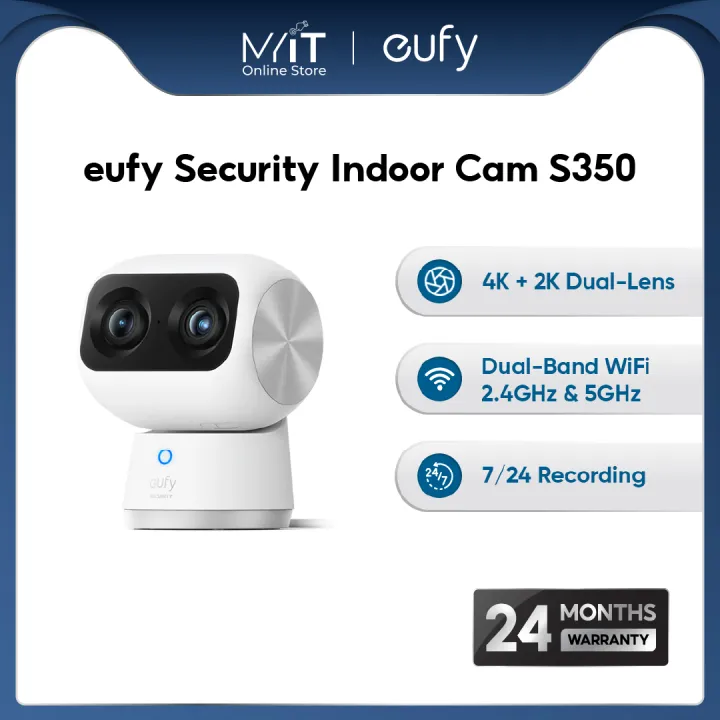 eufy Security Indoor Cam S350, Dual Cameras, 4K UHD Resolution Security Camera with 8× Zoom and 360° PTZ, Human/Pet AI | Lazada Malaysia