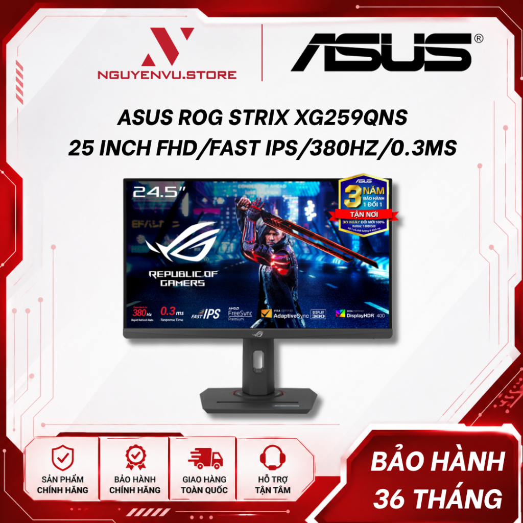 Màn Hình Gaming ASUS ROG Strix XG259QNS/XG259QNS-W 25 inch ( FHD/Fast IPS/380Hz/0.3ms ) - Hàng Chính Hãng | Shopee Việt Nam