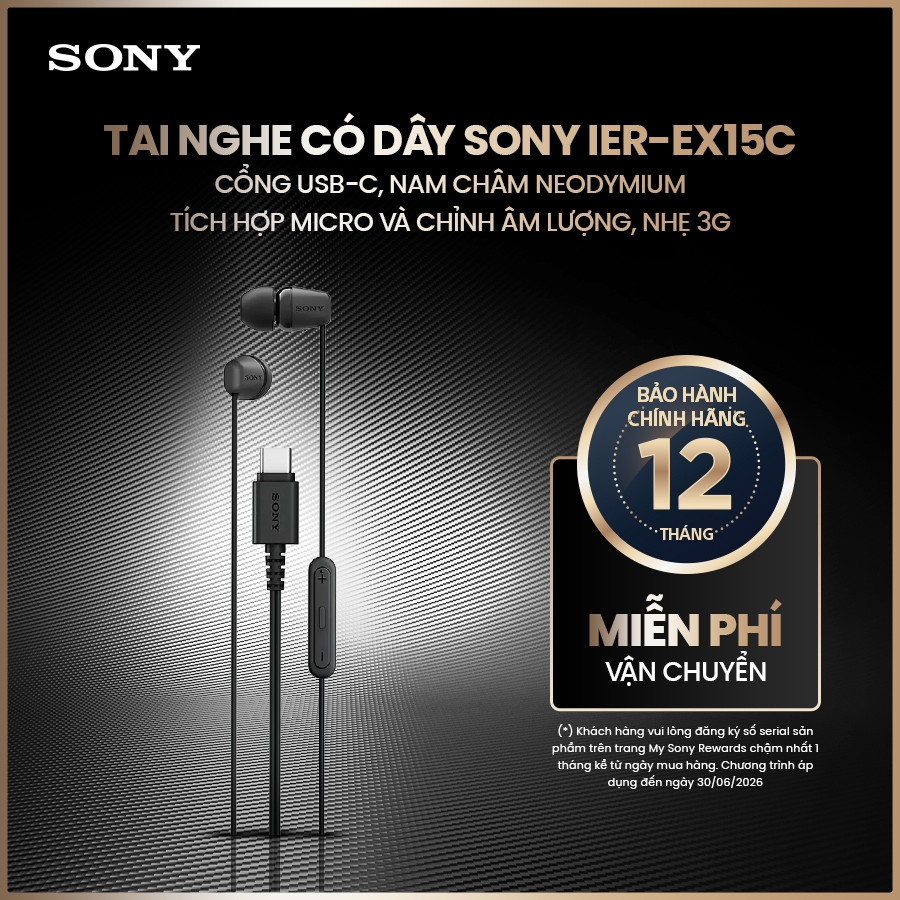 Tai nghe có dây Sony IER-EX15C cổng USB-C, nam châm Neodymium, tích hợp micro và chỉnh âm lượng | Shopee Việt Nam