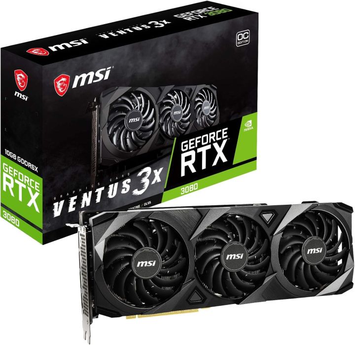 msi Gaming GeForce RTX 3080 10GB GDRR6X 320-Bit HDMI/DP Nvlink Torx Fan 3 Ampere Architecture OC Graphics Card (RTX 3080 Ventus 3X 10G OC)