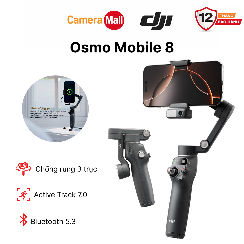 DJI Osmo Mobile 8 (OM 8) Gimbal Chống Rung Điện Thoại Chính Hãng BH 12 Tháng | Tracking AI | Quay Vlog Mượt | Shopee Việt Nam