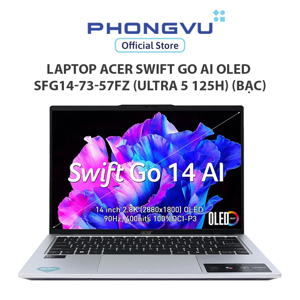 Laptop Acer Swift Go AI OLED SFG14-73-57FZ (Ultra 5-125H/ Onboard graphics/ 16GB/ 512GB/ Windows 11) - Bảo hành 12 tháng | Shopee Việt Nam