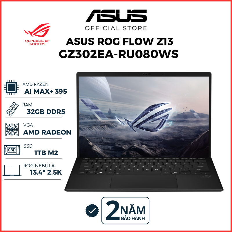 Laptop ASUS ROG Flow Z13 GZ302EA-RU080WS AMD Ryzen AI MAX+ 395 | 32GB | 1TB | AMD Radeon | 13.4" 2.5K 180Hz | Win 11 | Shopee Việt Nam