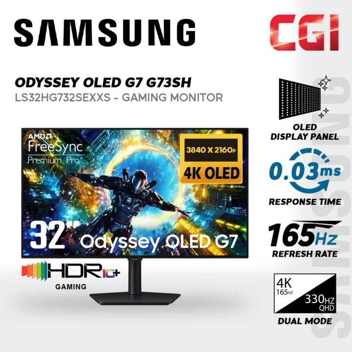 Samsung 32” Odyssey G7 G73SH LS32HG732SEXXS ( OLED, 4K UHD, HDR10+, 4K 165Hz / FHD 330 Hz, FreeSync ) Gaming Monitor | Lazada Malaysia