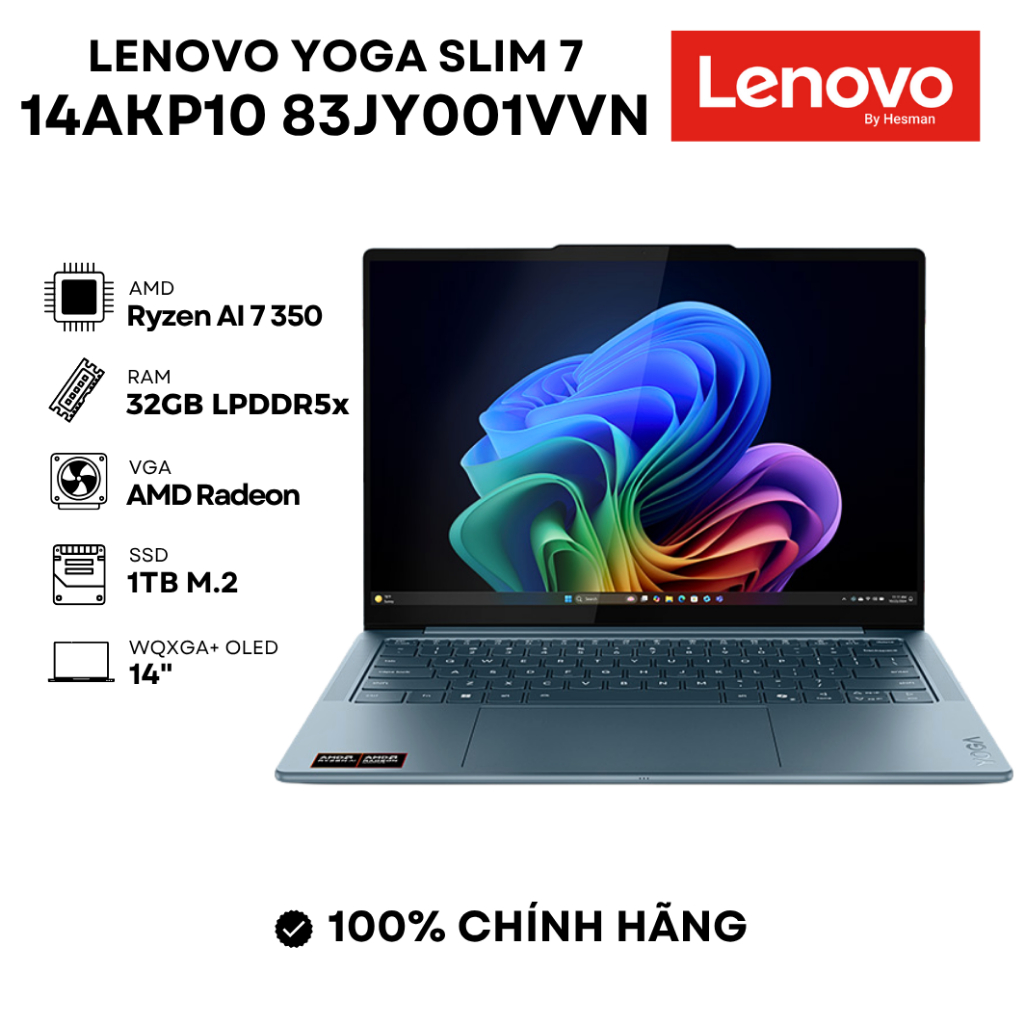 Laptop Lenovo Yoga Slim 7 14AKP10 83JY001VVN Ryzen AI 7 350 | 32GB | 1TB | AMD Radeon | 14" | Xanh | Shopee Việt Nam