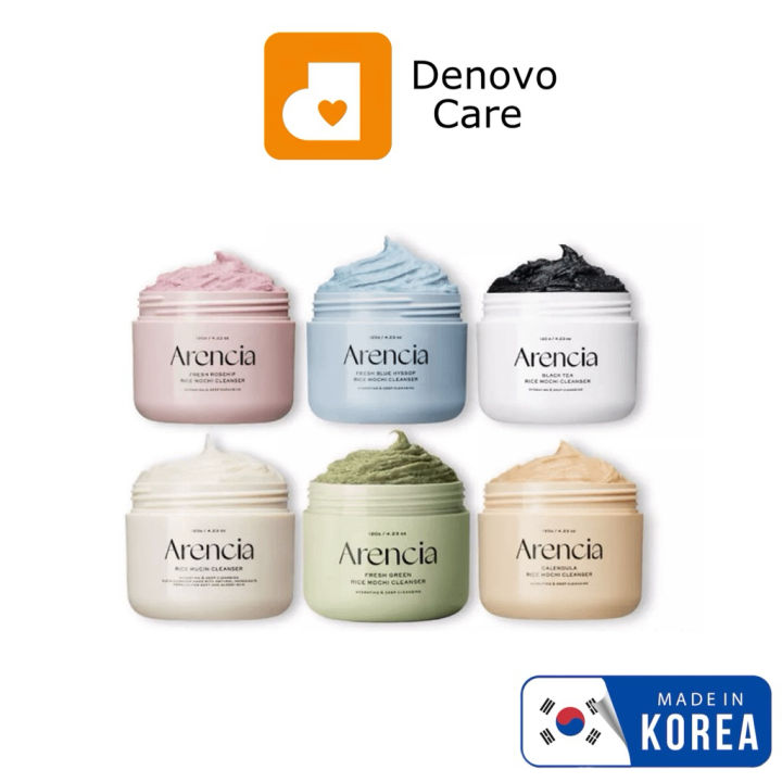 Arencia Rice Mochi Cleanser 120g Gentle Exfoliation & Deep Pore Cleansing Fresh Green/Rosehip/Blue Hyssop Remove Makeup