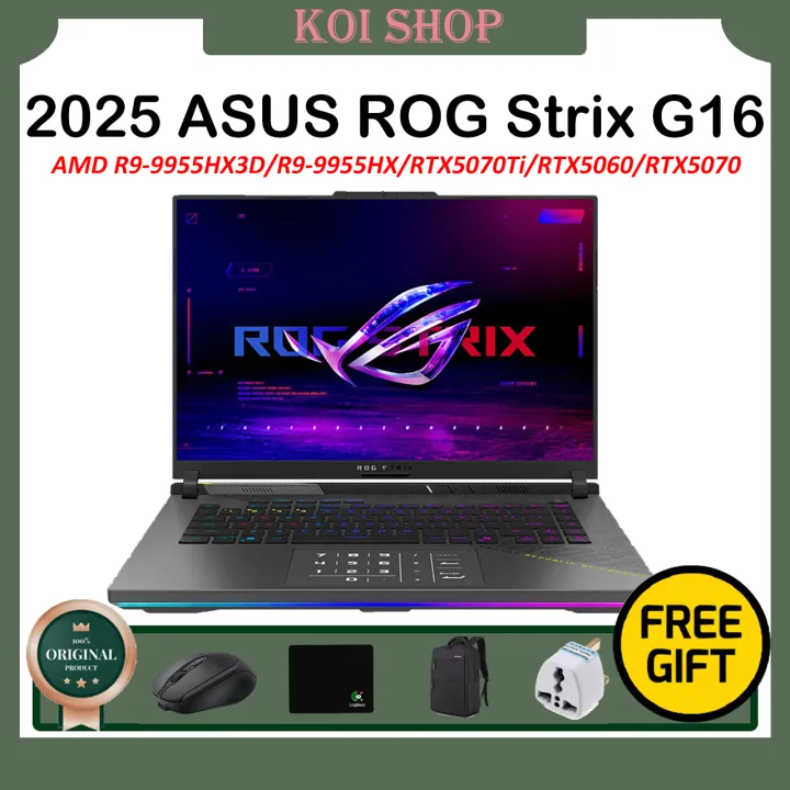 【ASUS Official Warranty】2025 ASUS ROG Strix G16 Gaming Laptop/AMD R9-9955HX3D/R9-9955HX/RTX5070Ti/RTX5060/RTX5070/16inch 2.5K 240Hz OLED Screen/MOBA 9/ROG High Brush Gaming Screen/ROG魔霸9/ASUS ROG Gaming Laptop