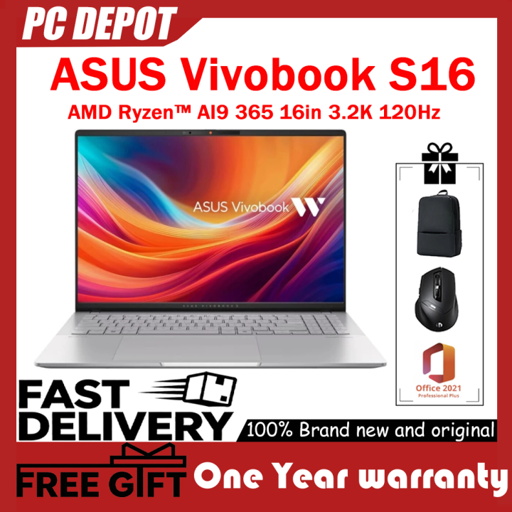 【ASUS Official Warranty】ASUS Vivobook S16 Laptop/ASUS Vivobook Pro16 Laptop M5606WA/AMD Ryzen™ AI9 365 /32GB +1TB / 16” 3.2K 120Hz OLED Screen/ASUS Laptop