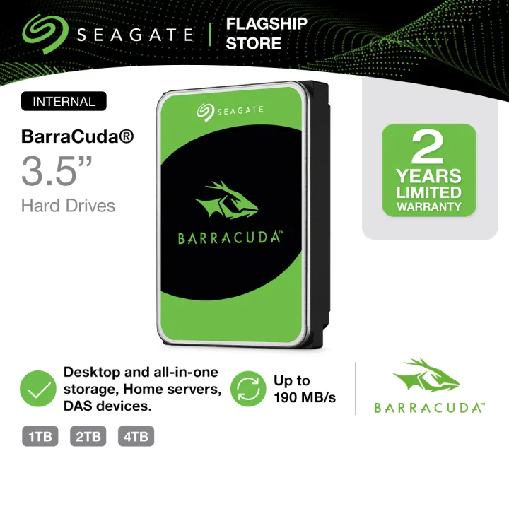 Seagate Barracuda 3.5" Internal Hard Drive | Up to 190 MB/s Data Transfer Rate | Up to 256MB Cache | Up to 7200RPM