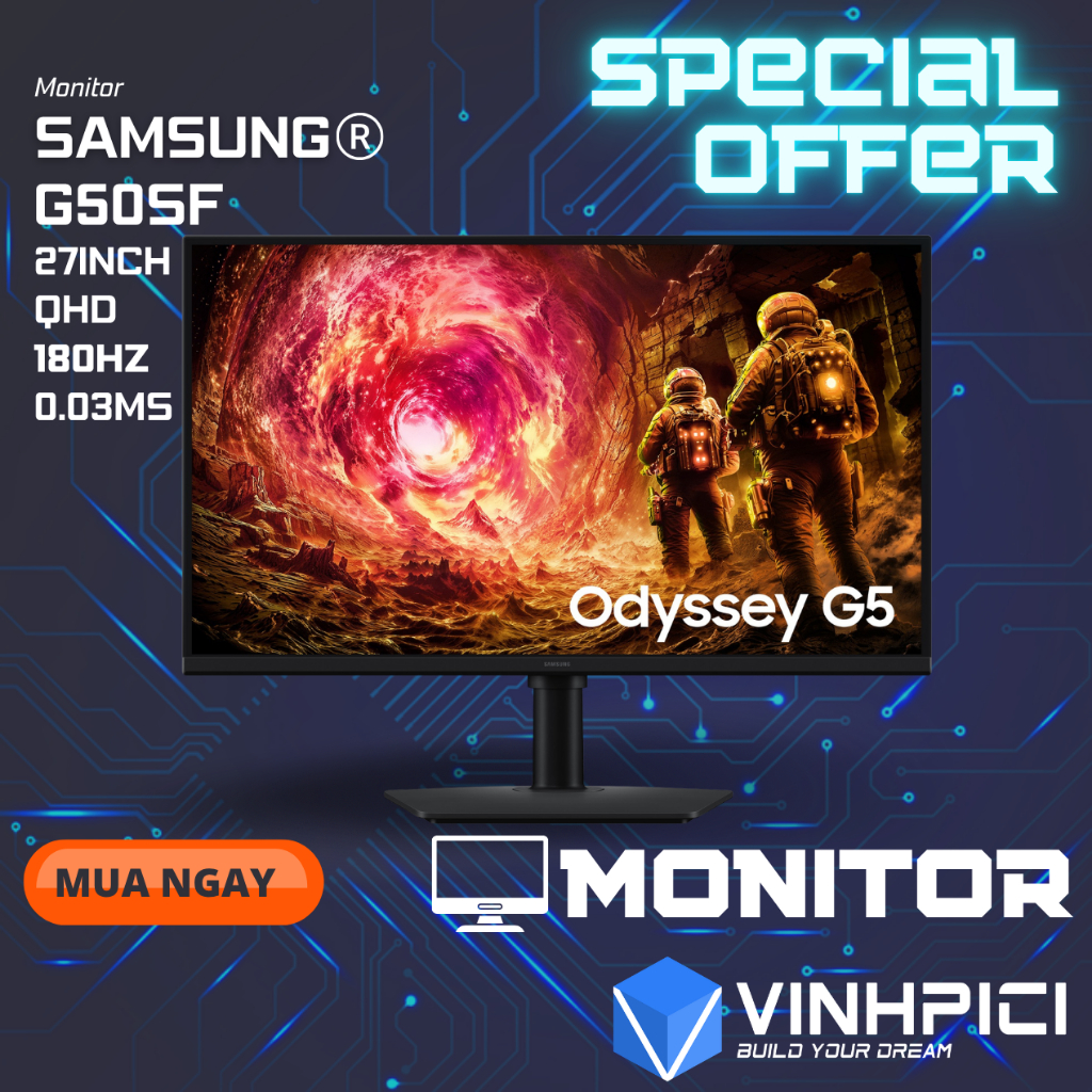 Màn hình SAMSUNG Odyssey G5 G50SF (27inch/QHD/OLED/180Hz/0.03ms) | Shopee Việt Nam