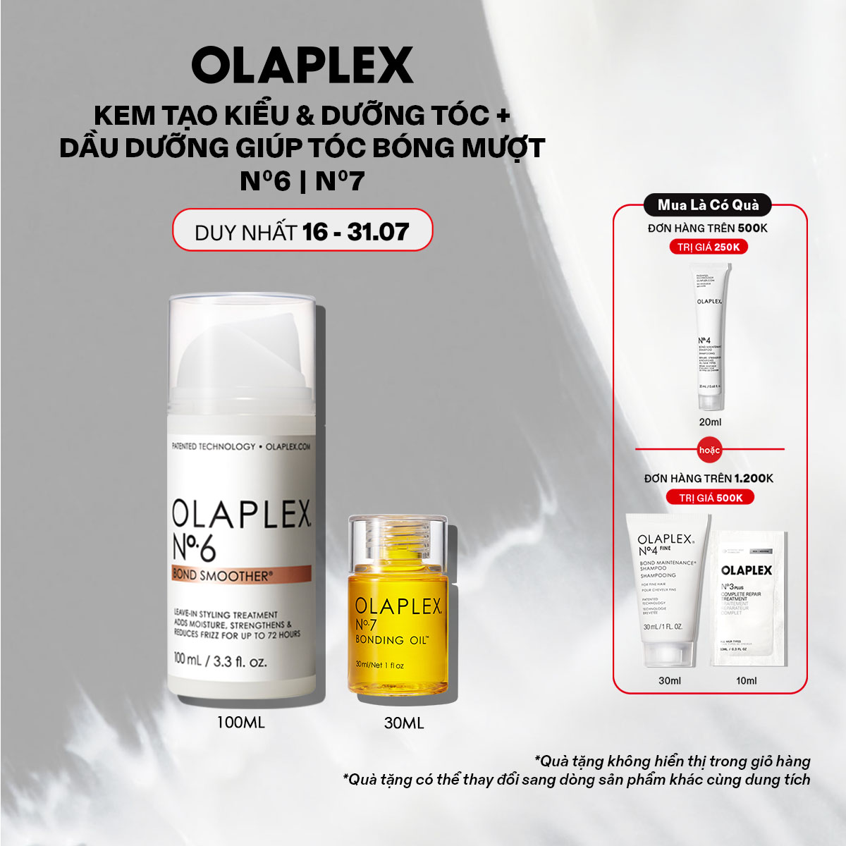 Kem tạo kiểu tóc và dưỡng tóc chắc khỏe Olaplex No.6 + Dầu dưỡng tóc Olaplex No.7
