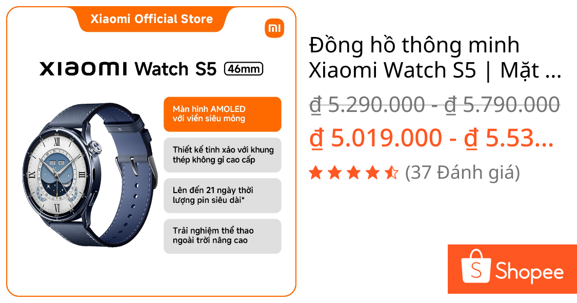 Đồng hồ thông minh Xiaomi Watch S5 | Mặt kính sapphire AMOLED 1.48″ | Công nghệ GNSS | Đàm thoại qua bluetooth | Shopee Việt Nam