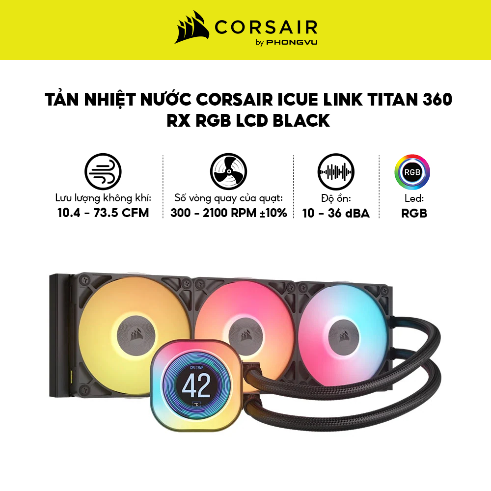 Tản Nhiệt Nước AIO Corsair iCUE LINK TITAN 360 RX RGB LCD - Màn Hình IPS 2.1'' - Bảo Hành 72 Tháng | Shopee Việt Nam