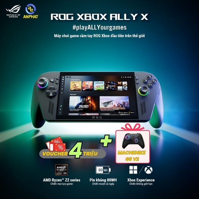 Laptop chơi game cầm tay ASUS ROG Xbox Ally X RC73XA-NH011W (AMD Ryzen AI Z2E | 24GB | 1TB | 7 inch FHD | Win11) | Shopee Việt Nam