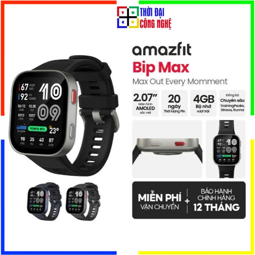 Đồng hồ thông minh Amazfit Bip Max pin trâu đo sức khỏe chính hãng - Bảo hành 12 tháng 1 đổi 1 trong 15 ngày | Shopee Việt Nam