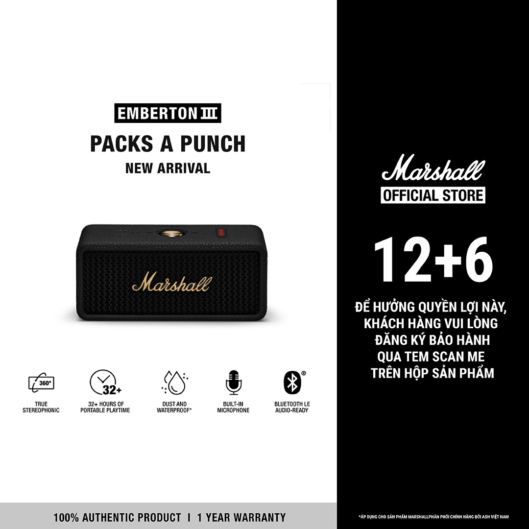 Loa Marshall Bluetooth Emberton III - Bảo Hành Chính Hãng 1 Đổi 1 trong 1 Năm