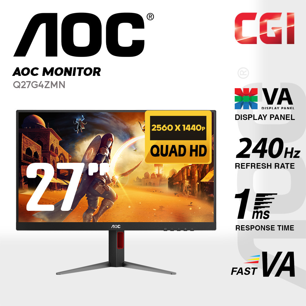 AOC 27" Q27G4ZMN Mini-LED Fast VA QHD Quantum Dots Adaptive Sync 240Hz 1ms Display HDR1000 Ergonomic Gaming Monitor | Shopee Malaysia