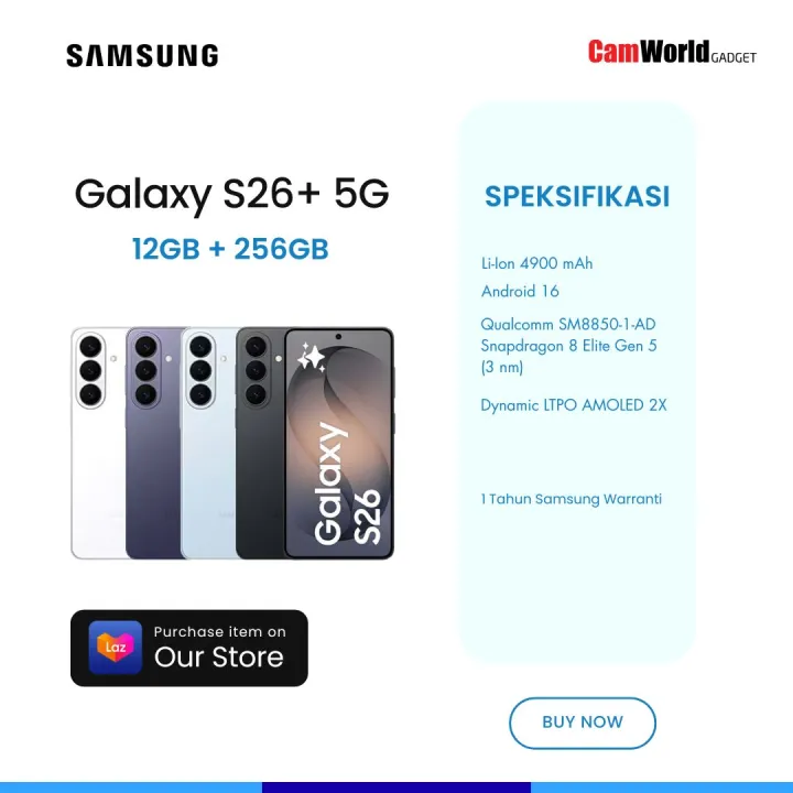 SAMSUNG Galaxy S26+ / S26 Plus With 15W Adapter | 12GB+256GB | Samsung Malaysia Warranty | Lazada Malaysia