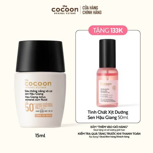 Sữa Chống Nắng Vô Cơ Sen Hậu Giang - Tone up Beige Cocoon 15ml | Shopee Việt Nam