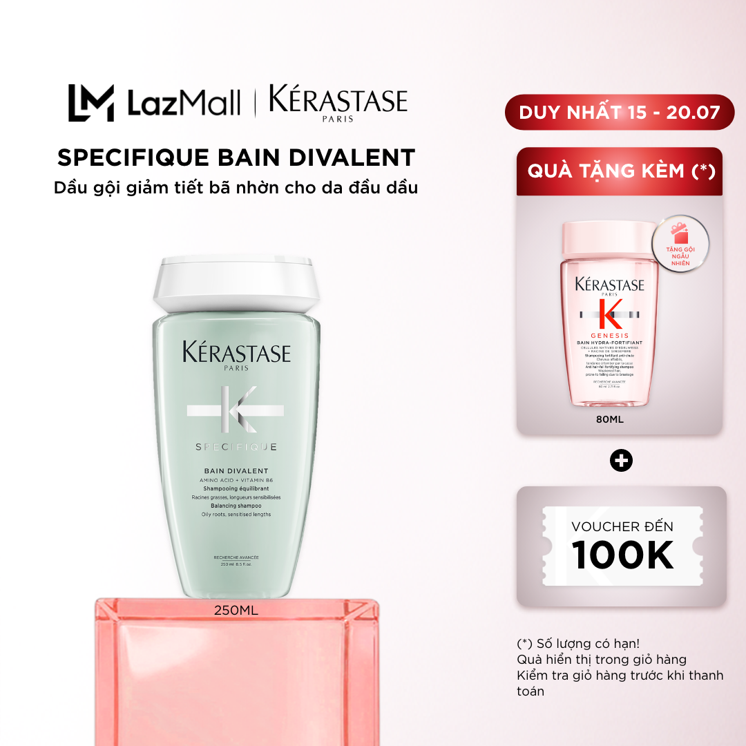 Dầu gội giúp giảm tiết bã nhờn kiểm soát dầu thừa cho da đầu dư dầu - Kérastase Specifique Divalent Bain 250ml