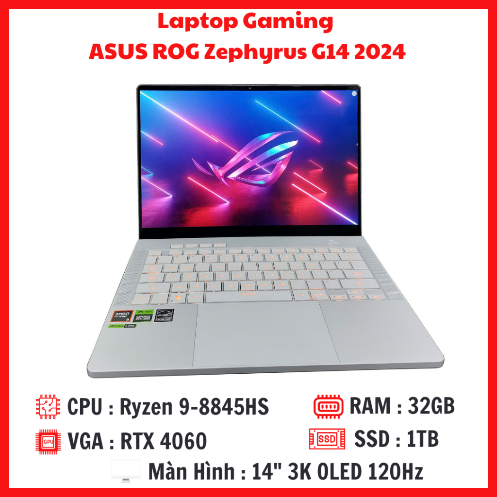 Laptop ASUS ROG Zephyrus G14 2024 GA403UV - CPU Ryzen 9-8945HS RAM 32GB SSD 1TB RTX4060 8G | Shopee Việt Nam