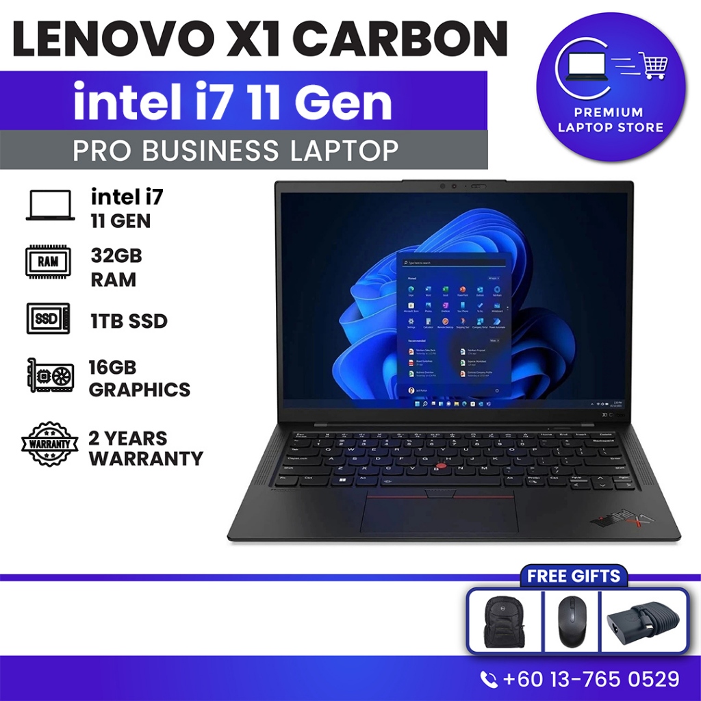 Lenovo ThinkPad X1 Carbon Intel Core i7 11th 12th 13th Gen | 14" Ultra-Light | 32GB 1TB SSD | Premium Business Laptops | Shopee Malaysia