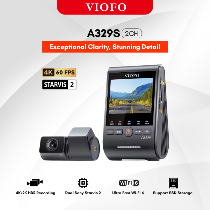 VIOFO A329S 2CH Dash Cam 4K 60Fps Wi-Fi 6 Dual Sony Starvis 2 Sensors SSD Storage | Lazada Malaysia