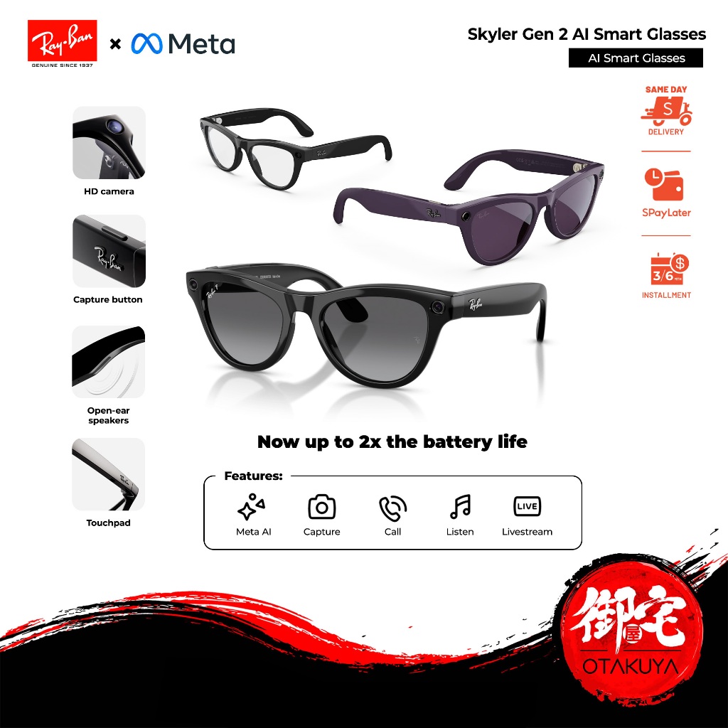 Rayban Ray ban Ṃe𝔱a Gen 2 Ray-Ban Skyler SmartGlass AI Device AI Smart Glasses