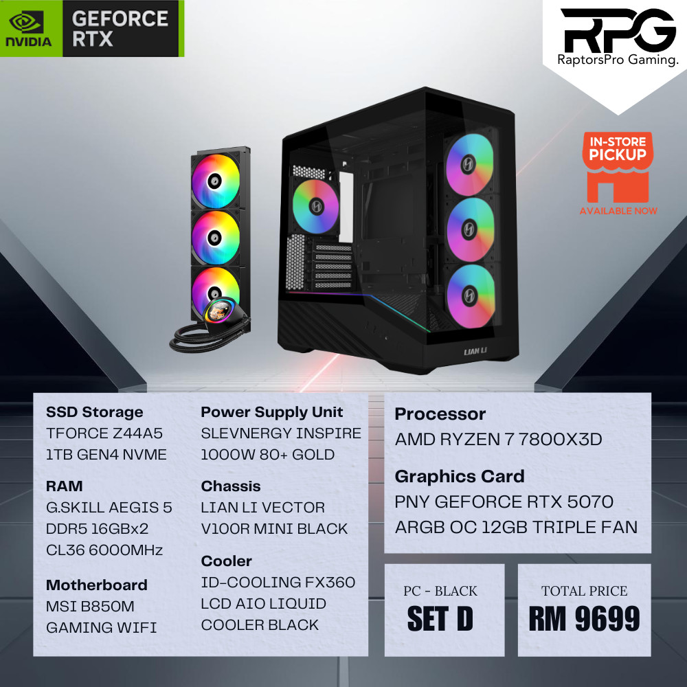 (READY STOCK) RTX 5070 RYZEN 7 7800X3D GAMING PC CUSTOM BUILD - WHITE/BLACK | Shopee Malaysia