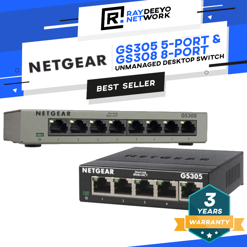 NETGEAR GS305/ GS308 5-Port/ 8-Port Gigabit Unmanaged Desktop Switch [Plug & Play Expansion] | Shopee Malaysia