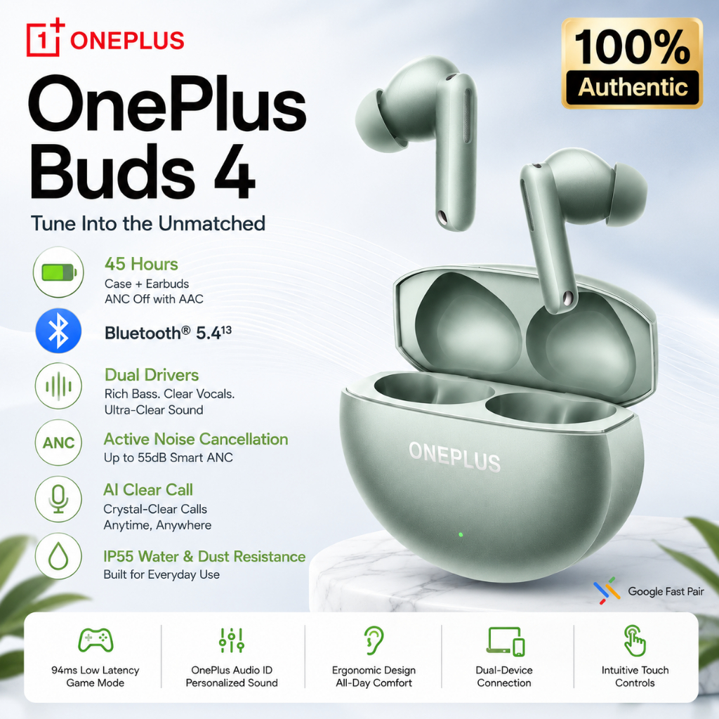 OnePlus Buds 4 ,TWS, Bass sâu, ANC, Âm thanh thấm hút, Thời gian chơi lên đến 45 giờ có hộp sạc, Bluetooth 5.4 | Shopee Việt Nam