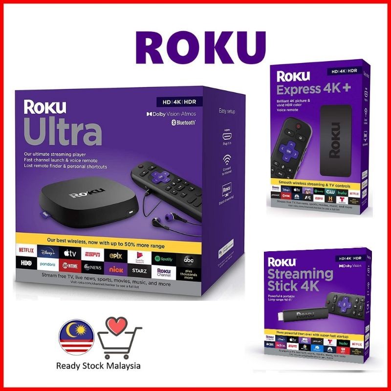 2025 Roku Streaming Stick 4K | Roku Express 4K+ | Roku Ultra Sokong Penyiaran Airplayy Phone Casting | Shopee Malaysia
