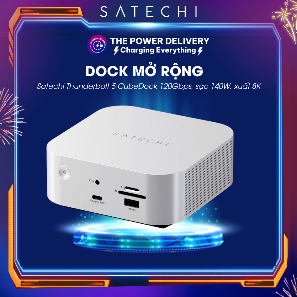 Satechi Thunderbolt 5 CubeDock 120Gbps Premium Expansion Dock, NVMe SSD Slot, 140W Charging, USB-C Output, 2.5G LAN | Shopee Malaysia