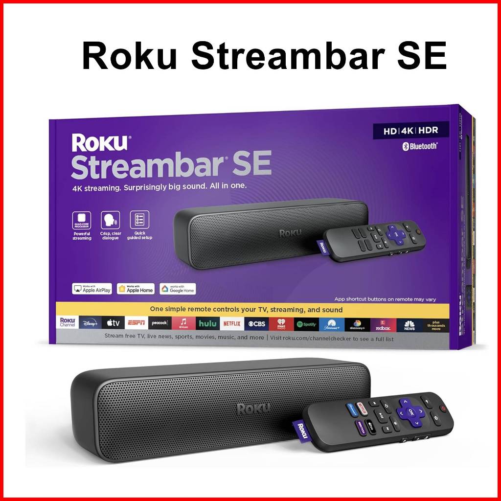 Roku Streambar SE | 2Dalam1 Pembesar Suara Soundbar sokongan 4K/HD/HDR Ucapan Dialog Jelas Clear Dialogue Speech Clarity | Shopee Malaysia