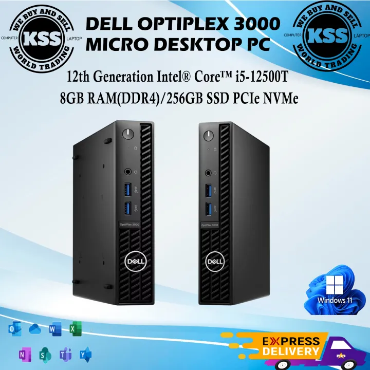 Dell Optiplex 3000 Micro Desktop pc Core i5-12500T 6 cores @ 4.4 GHz - 256GB SSD 8GB RAM ddr4 | Win 11 Pro + WIFI