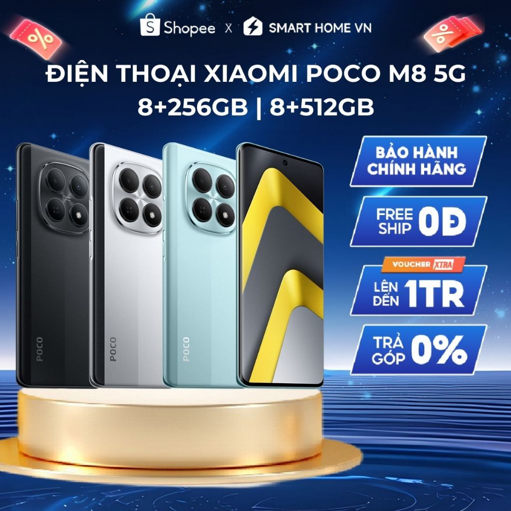 Điện Thoại XIAOMI POCO M8 5G (8+256GB | 8+512GB) | Màn Flow AMOLED 6.77" 120Hz | Snapdragon 6Gen3 | Camera 50MP | Shopee Việt Nam
