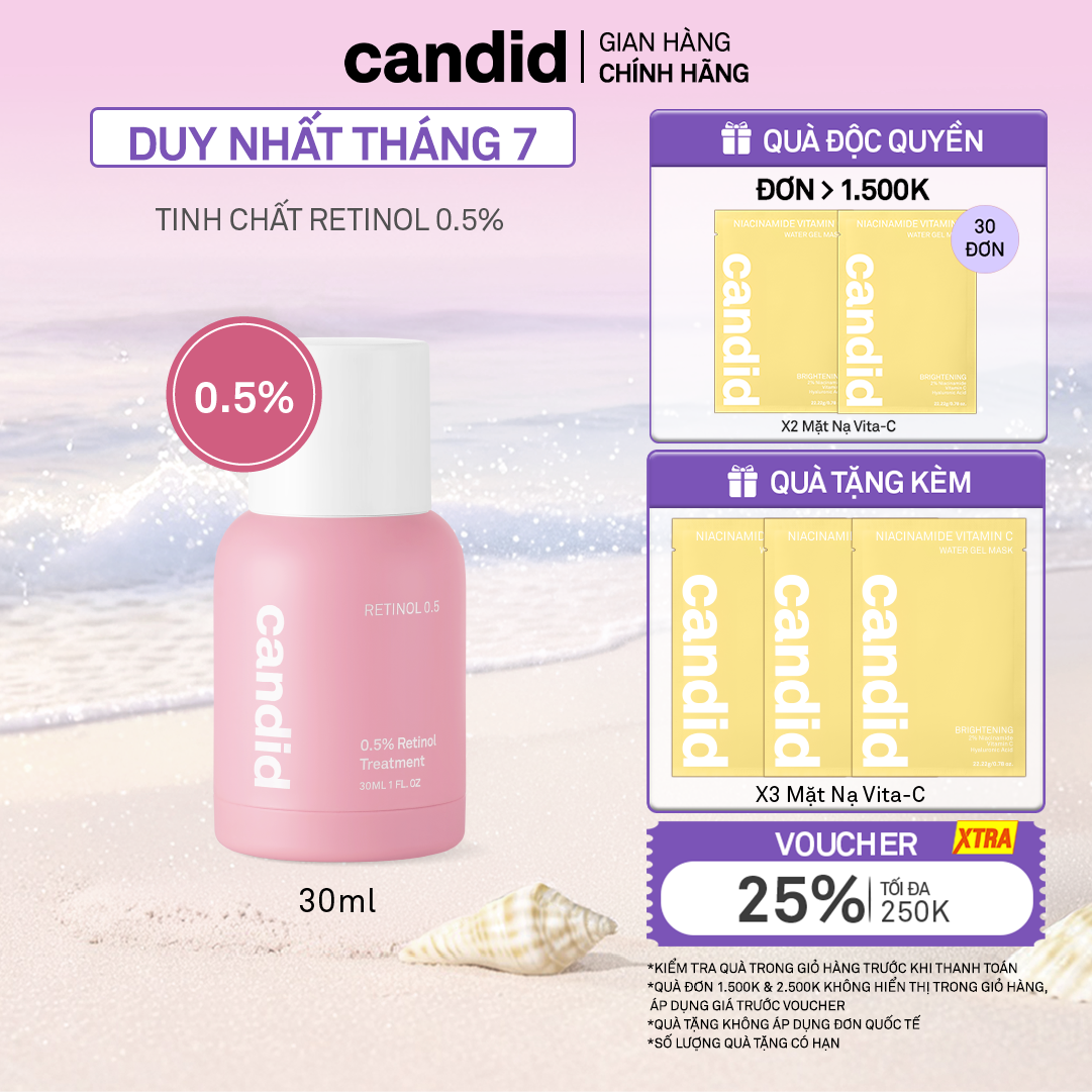 [GIẢM SỐC 300K] Tinh chất Retinol 0.5% Hỗ Trợ Cải Thiện Nền Da CANDID 0.5% Retinol Treatment 30ml