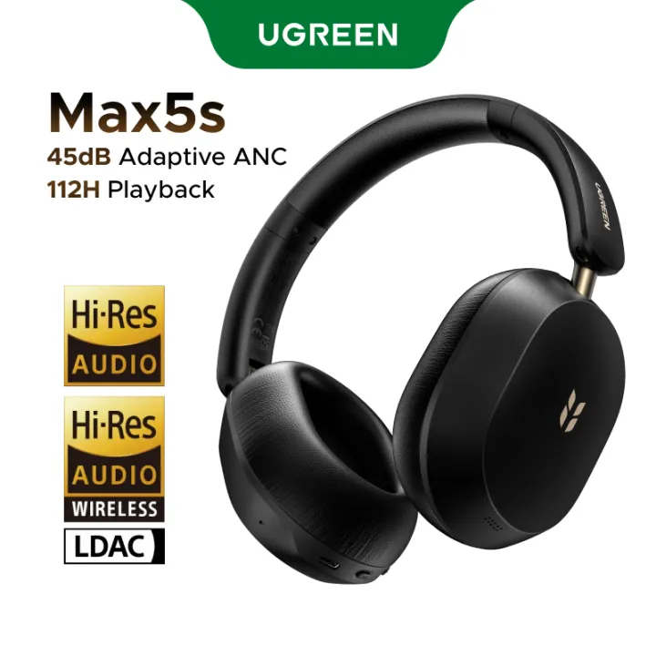 UGREEN Max5s Wireless Over-Ear Headphones, 45dB Adaptive Active Noise Cancelling Headphones with LDAC & Dual Hi-Res Audio, 112H Long Playtime Bluetooth Headphones for Travel Work | Lazada Malaysia