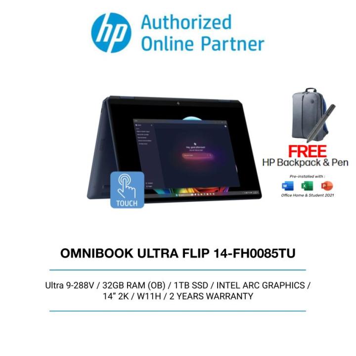 HP Omnibook Ultra Flip 14-FH0084TU / 14-FH0085TU / 14-FH0086TU (CU5-226V/CU7-258V/CU9-288V/32GB/1TB SSD/14" 2.8K OLED) | Lazada Malaysia