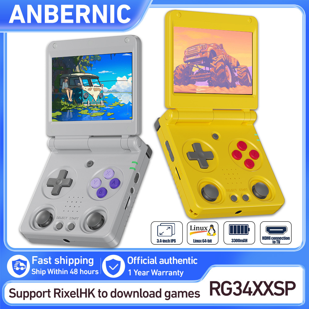 Anbernic RG34XXSP 3.4'' IPS Screen Flip Handheld Console Linux System HDMI-compatible TV Output 64G 5000 Games Pre-installed | Shopee Malaysia